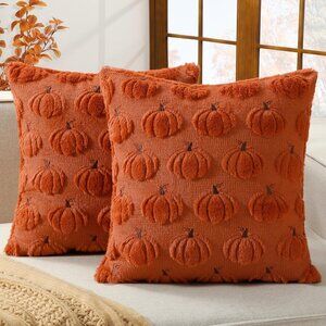 Fall Pumpkin Decorative Throw Pillow Covers 20x20 Inch - Set of 2